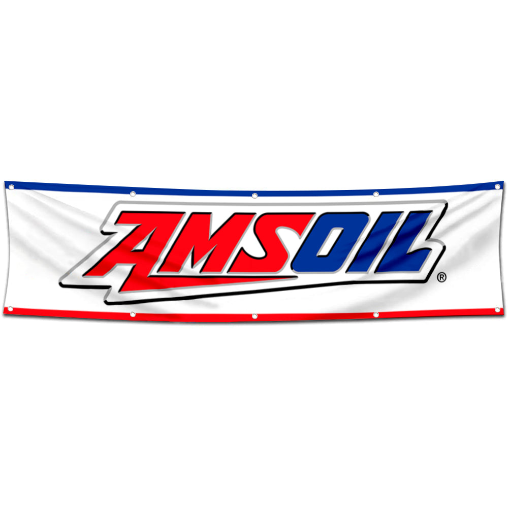Fyon Car Motor Oil Garage Shop Decor Banner Works for Amsoil Flag White 2x8 Feet
