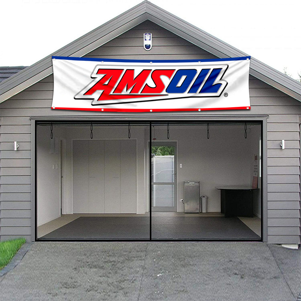 Fyon Car Motor Oil Garage Shop Decor Banner Works for Amsoil Flag White 2x8 Feet