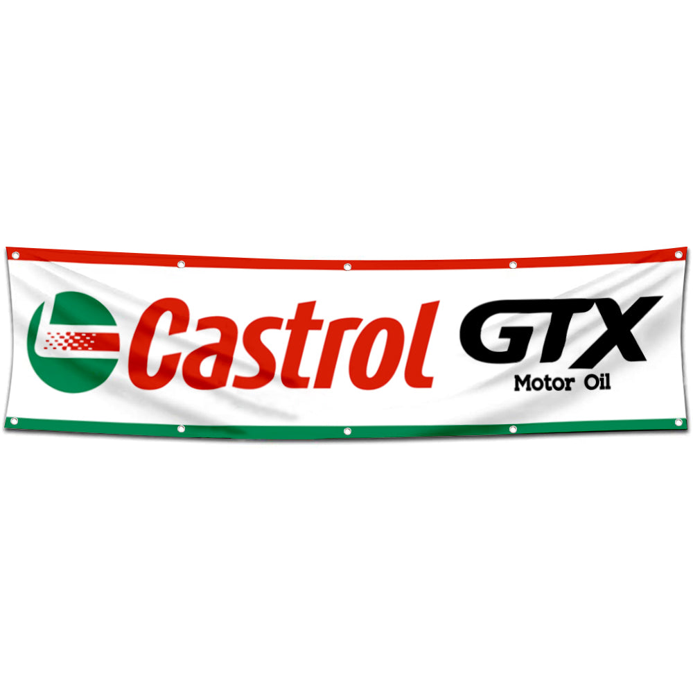 Fyon Car Motor Oil Garage Shop Decor Banner Works for Castrol GTX Flag 2x8 Feet