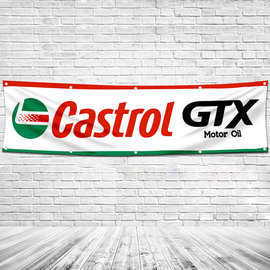 Fyon Car Motor Oil Garage Shop Decor Banner Works for Castrol GTX Flag 2x8 Feet