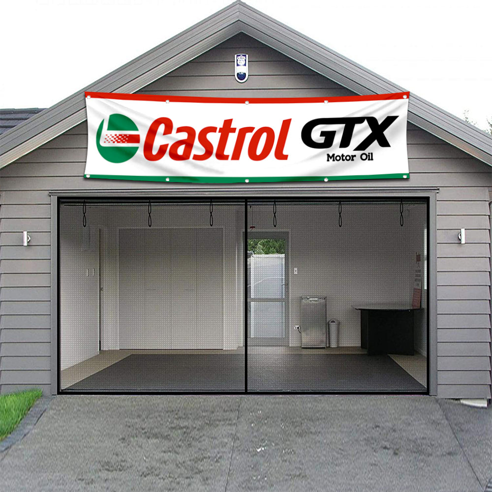 Fyon Car Motor Oil Garage Shop Decor Banner Works for Castrol GTX Flag 2x8 Feet
