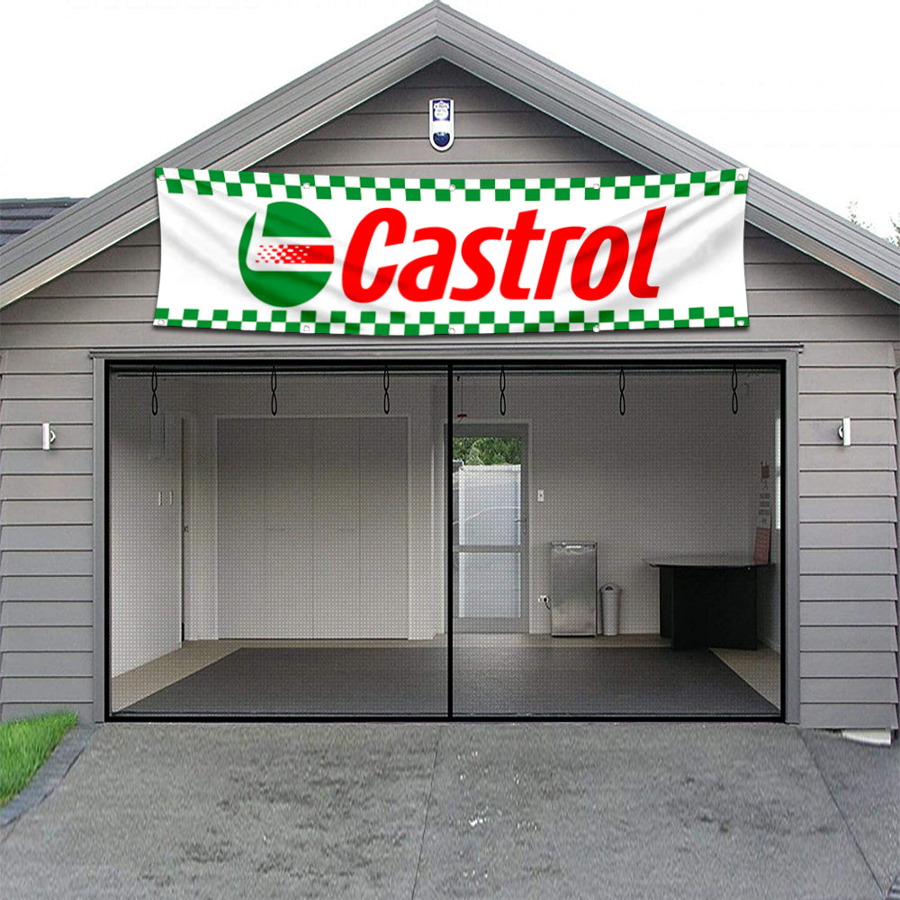 Fyon Car Motor Oil Garage Shop Decor Banner Works for Castrol Racing Flag 2x8 Feet