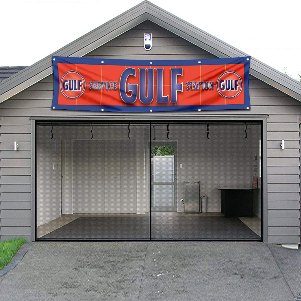Fyon Car Motor Oil Garage Shop Decor Banner Works for Gulf Flag 2x8 Feet