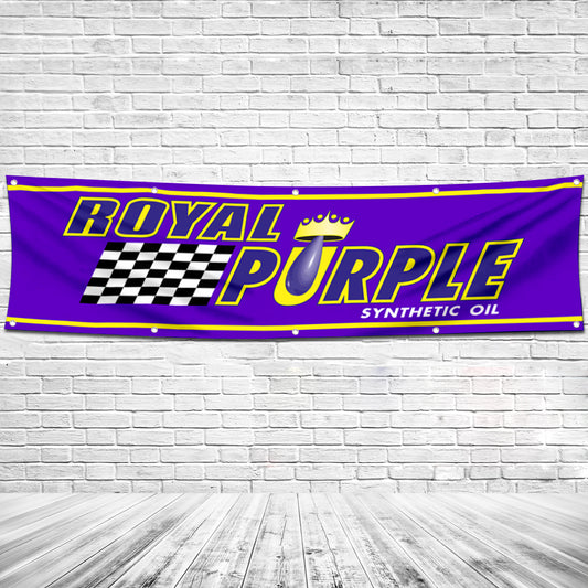 Fyon Car Motor Oil Gas Garage Workshop Banner Works for Royal Purple Flag 2x8 Feet