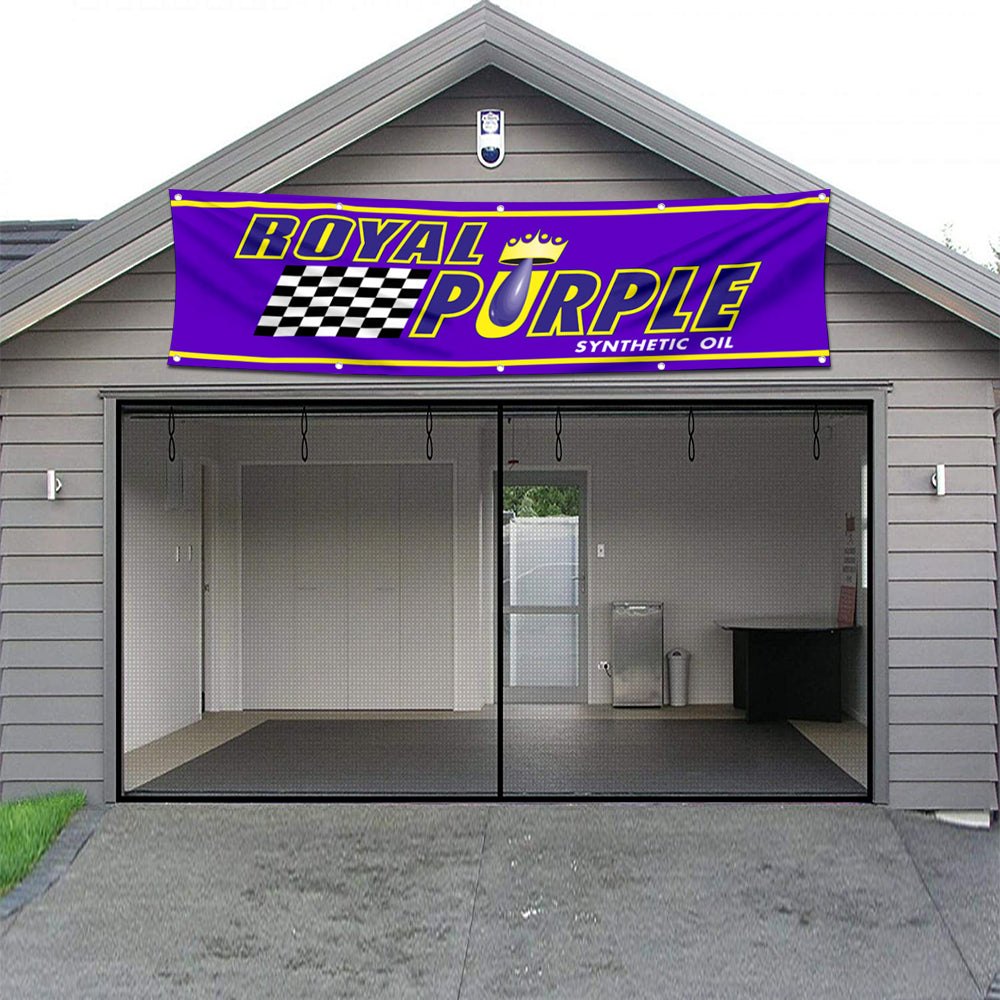 Fyon Car Motor Oil Gas Garage Workshop Banner Works for Royal Purple Flag 2x8 Feet