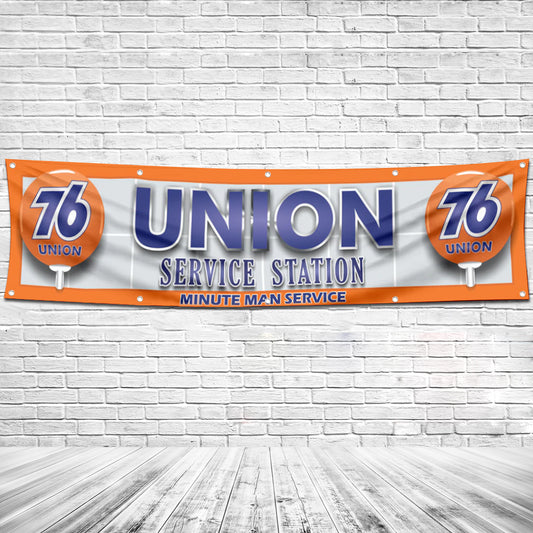 Fyon Car Motor Oil Gas Garage Workshop Decor Banner Works for Union Flag 2x8 Feet