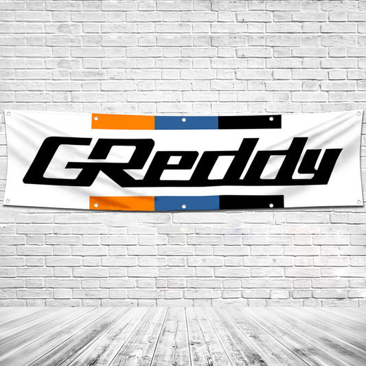 Fyon Car Motor Parts Garage Shop Decor Banner Works for Greddy Flag 2x8 Feet