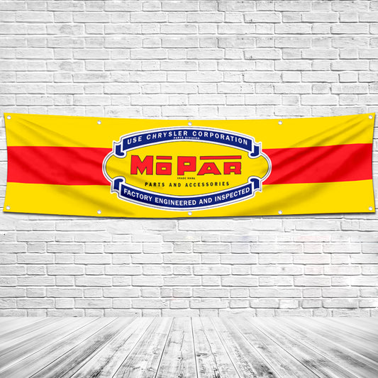 Fyon Car Motor Parts Garage Workshop Decor Banner Works for Mopar Flag Yellow 2x8 Feet