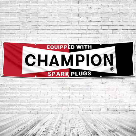 Fyon Car Motor Spark Plugs Garage shop Decor Banner Works for Champion Flag 2x8 Feet