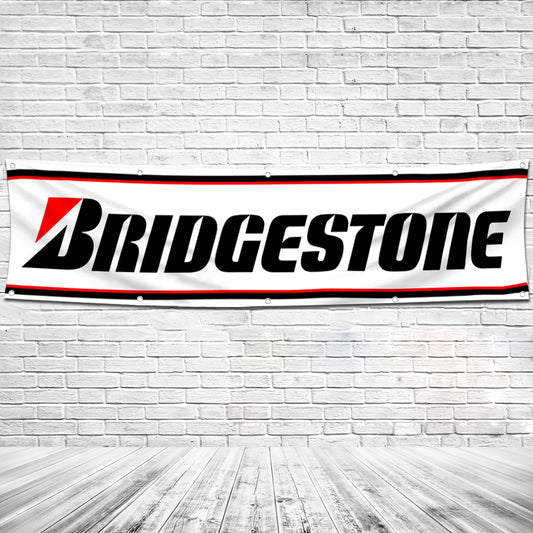 Fyon Car Motor Tires Garage Shop Decor Banner Works for Bridgestone Flag 2x8 Feet