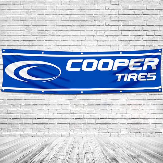 Fyon Car Motor Tires Garage Shop Decor Banner Works for Cooper Flag 2x8 Feet