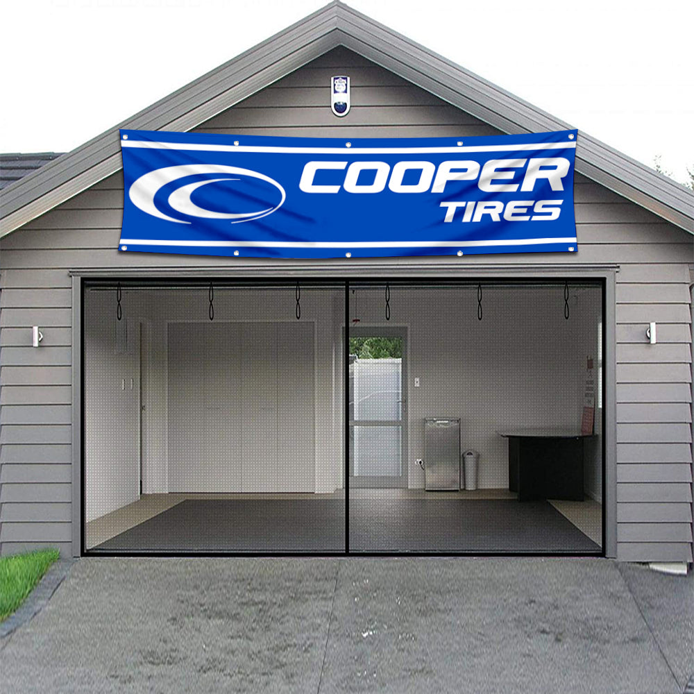 Fyon Car Motor Tires Garage Shop Decor Banner Works for Cooper Flag 2x8 Feet