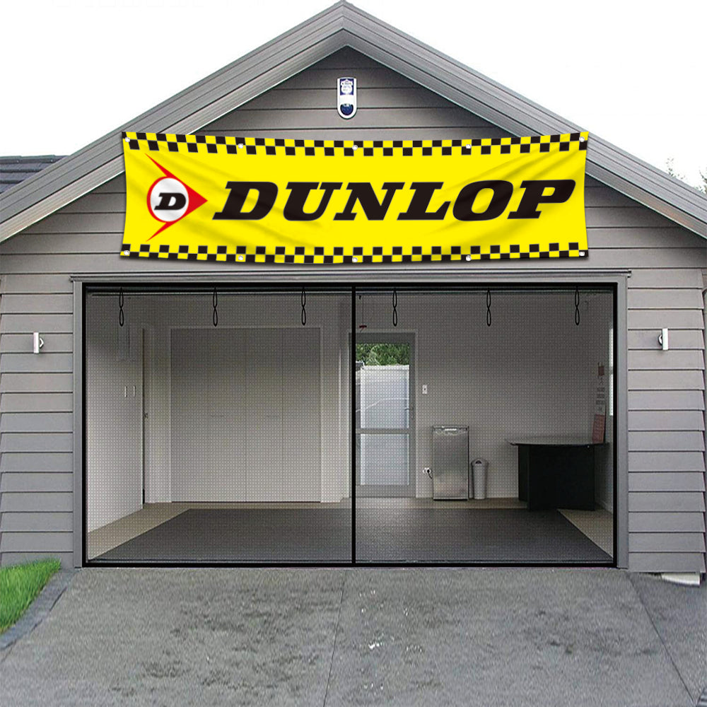 Fyon Car Motor Tires Garage Shop Decor Banner Works for Dunlop Flag Yellow 2x8 Feet