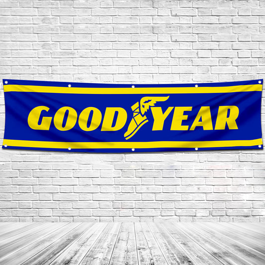 Fyon Car Motor Tires Garage Shop Decor Banner Works for Goodyear Flag 2x8 Feet