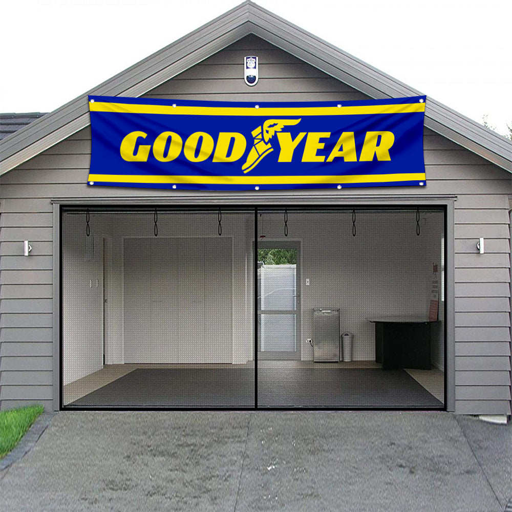 Fyon Car Motor Tires Garage Shop Decor Banner Works for Goodyear Flag 2x8 Feet