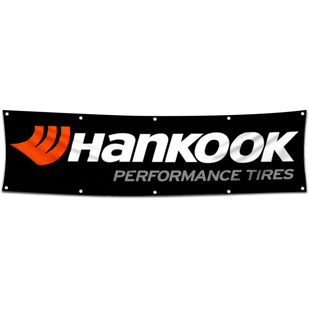 Fyon Car Motor Tires Garage Shop Decor Banner Works for Hankook Flag 2x8 Feet