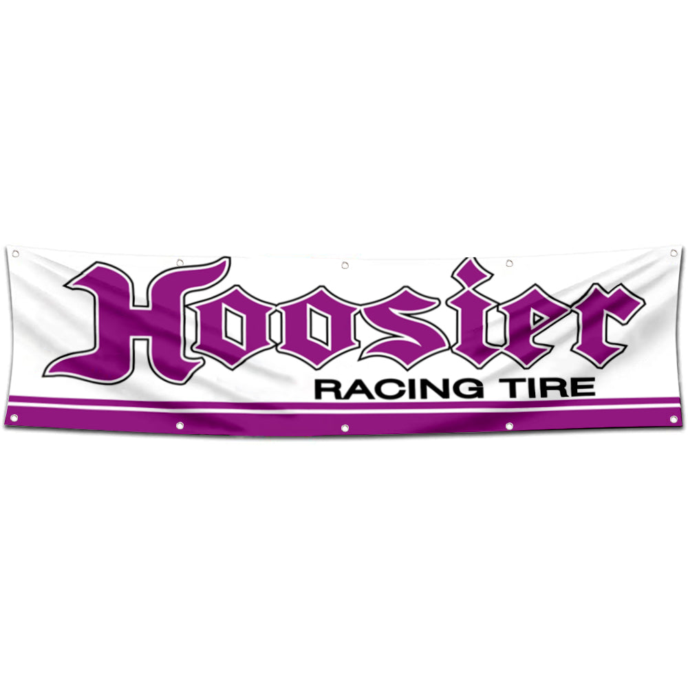 Fyon Car Motor Tires Garage Shop Decor Banner Works for Hoosier Flag White 2x8 Feet