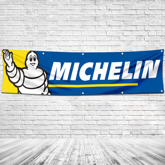 Fyon Car Motor Tires Garage Workshop Banner Works for Michelin Flag 2x8 Feet