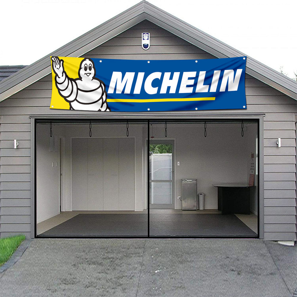 Fyon Car Motor Tires Garage Workshop Banner Works for Michelin Flag 2x8 Feet