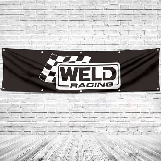 Fyon Car Motor Wheels Garage Shop Decor Banner Works for Weld Racing Flag 2x8 Feet