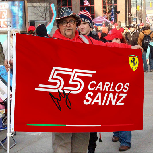 Fyon Carlos Sainz 55# Racing Flag Indoor and Outdoor Banner