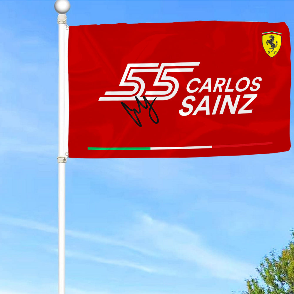 Fyon Carlos Sainz 55# Racing Flag Indoor and Outdoor Banner