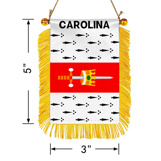 Carolina, Puerto Rico Flag Mini Car Rearview Mirror Flag Banner - 2PC