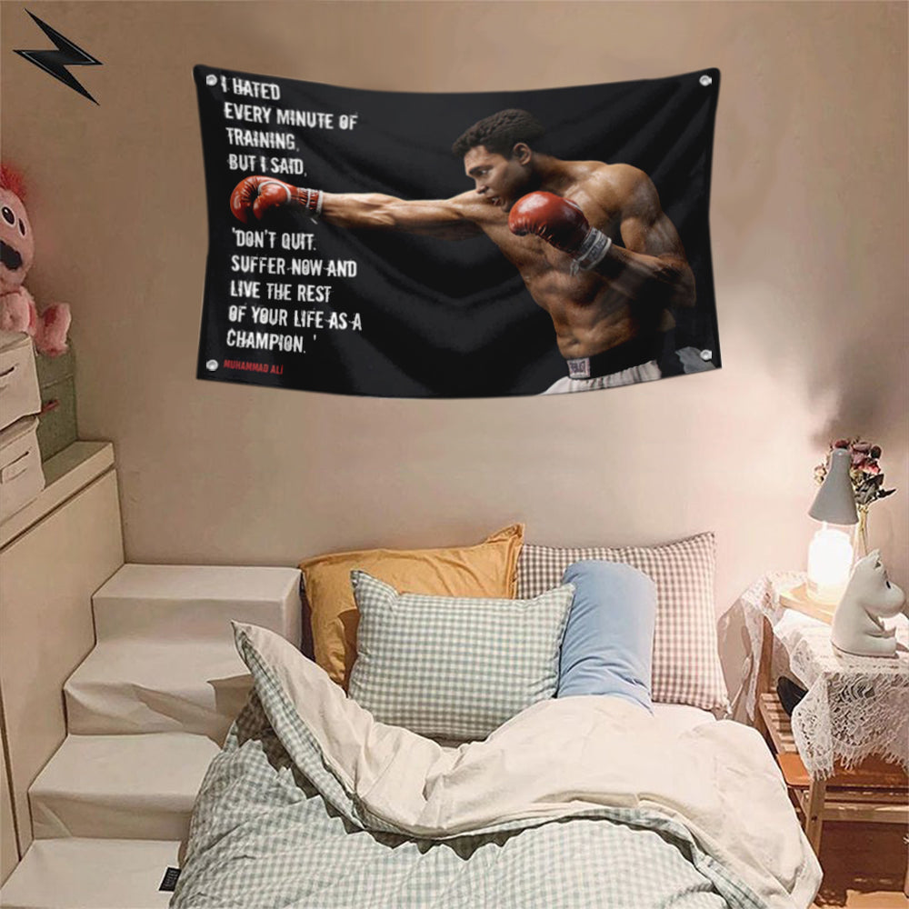Fyon Champion Muhammad Ali Training Don't Quit Gym Boxing Flag Indoor and Outdoor Banner
