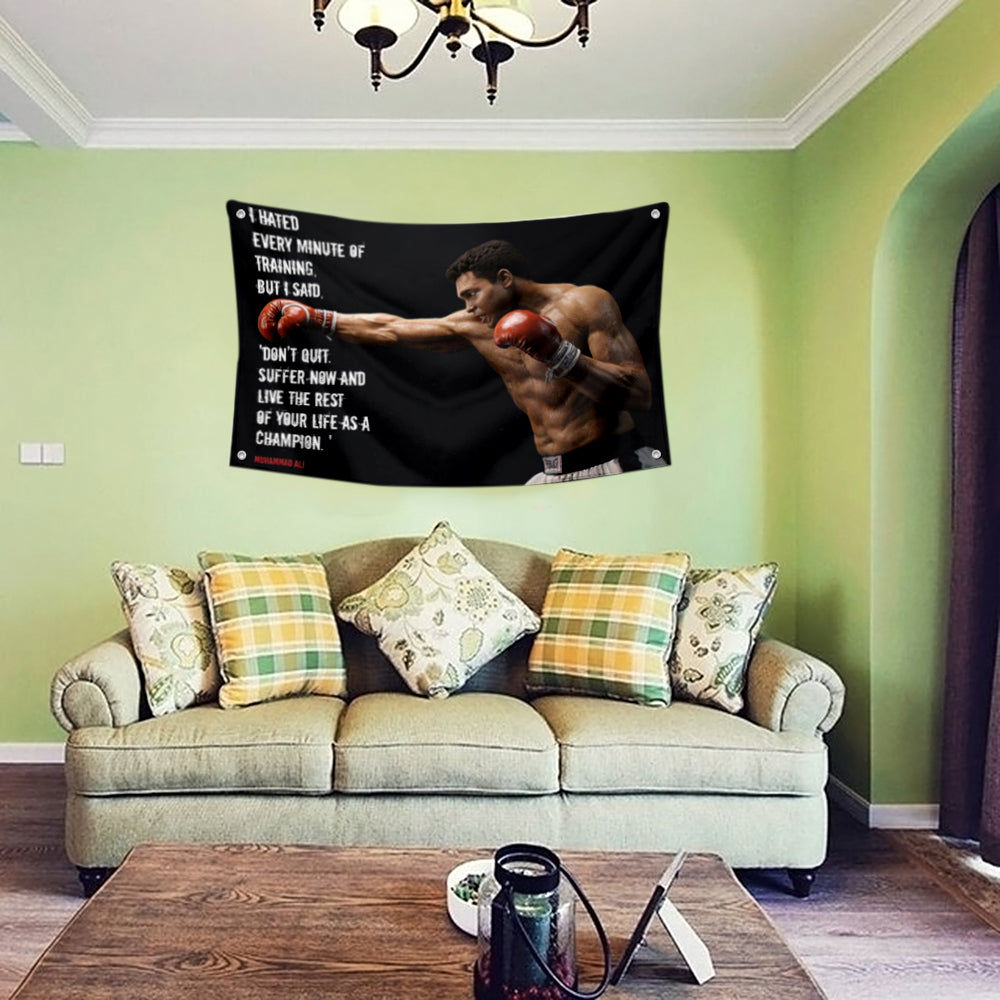 Fyon Champion Muhammad Ali Training Don't Quit Gym Boxing Flag Indoor and Outdoor Banner