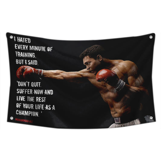 Fyon Champion Muhammad Ali Training Don't Quit Gym Boxing Flag Indoor and Outdoor Banner
