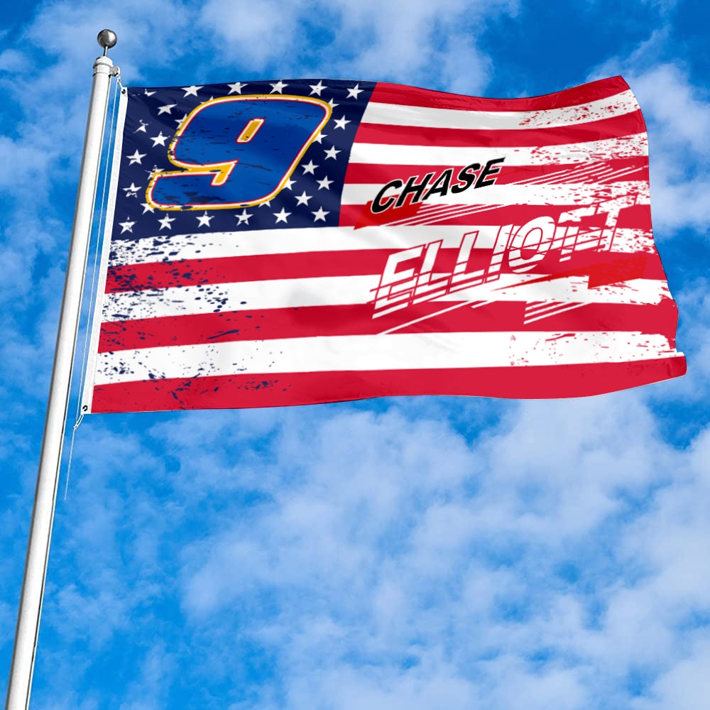 Fyon Chase Elliott #9 Stars and Stripes Flag Banner