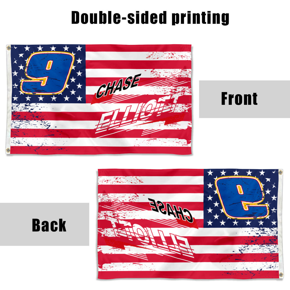 Fyon Chase Elliott #9 Stars and Stripes Flag Banner