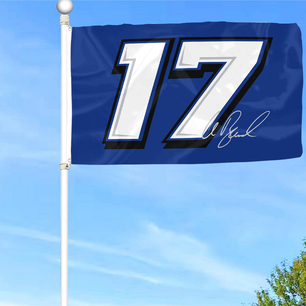 Fyon Chris Buescher #17 Racing Car Flag Indoor and Outdoor Banner