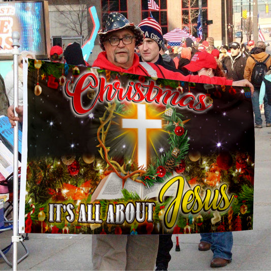 Fyon Christmas Jesus It’s All About Jesus Flag Banner 41004 Indoor and outdoor banner