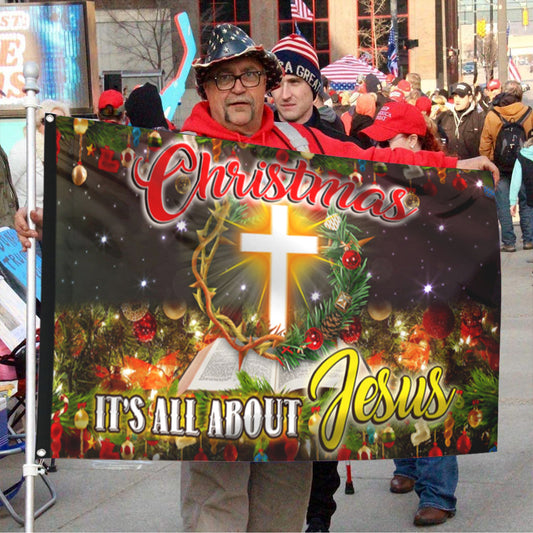 Fyon Christmas Jesus It’s All About Jesus Flag 41337 Indoor and outdoor banner