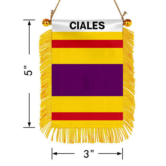 Ciales, Puerto Rico Flag Mini Car Rearview Mirror Flag Banner - 2PC