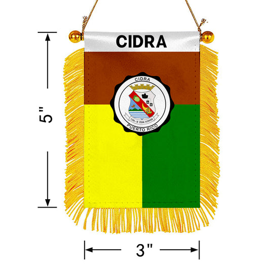 Cidra, Puerto Rico Flag Mini Car Rearview Mirror Flag Banner - 2PC