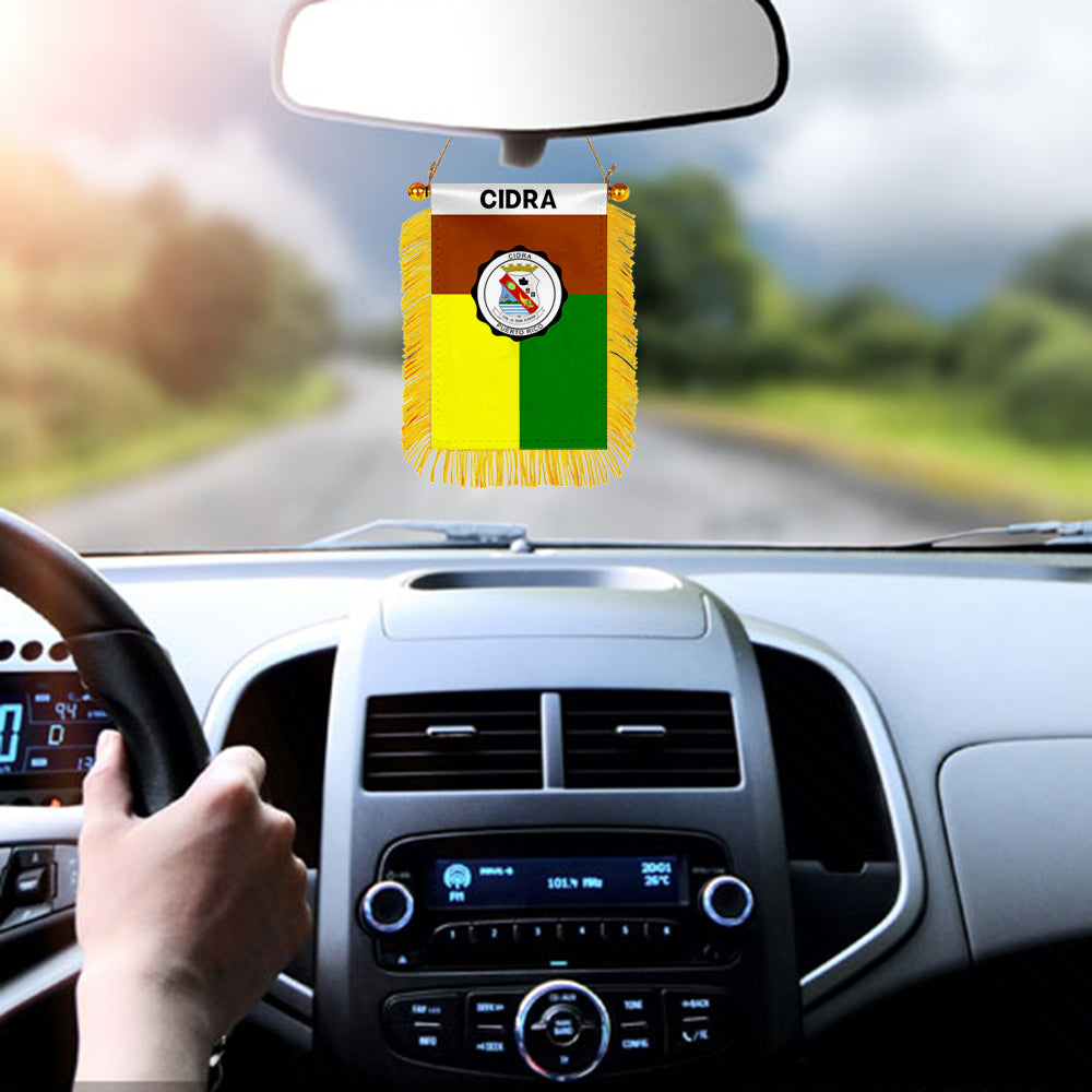 Cidra, Puerto Rico Flag Mini Car Rearview Mirror Flag Banner - 2PC