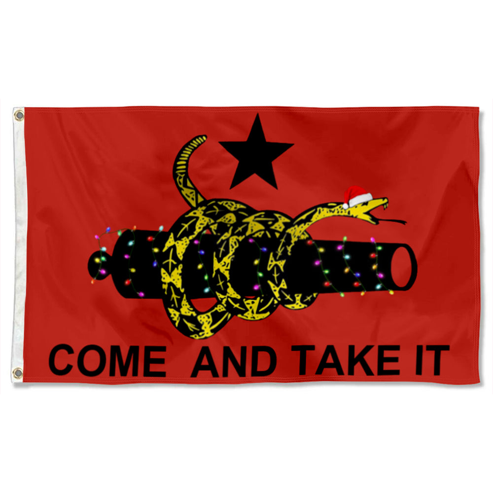 Fyon Come And Take It Proud Texas Christmas Grommet Flag Banner