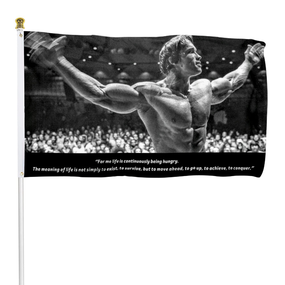 Fyon Conquer Gym Wall Flag Schwarzenegger motivational Flag Banner