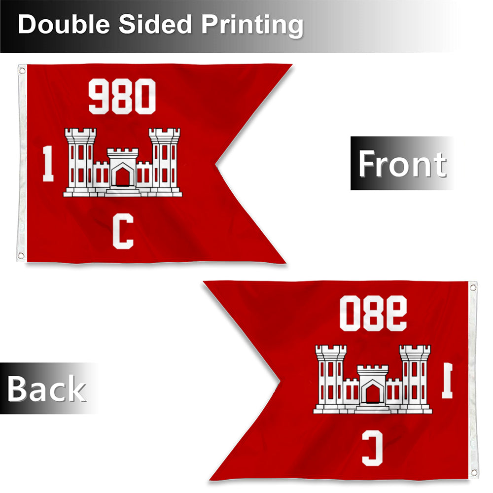 Fyon Custom Engineer Guidon US Army Sapper Flag Banner