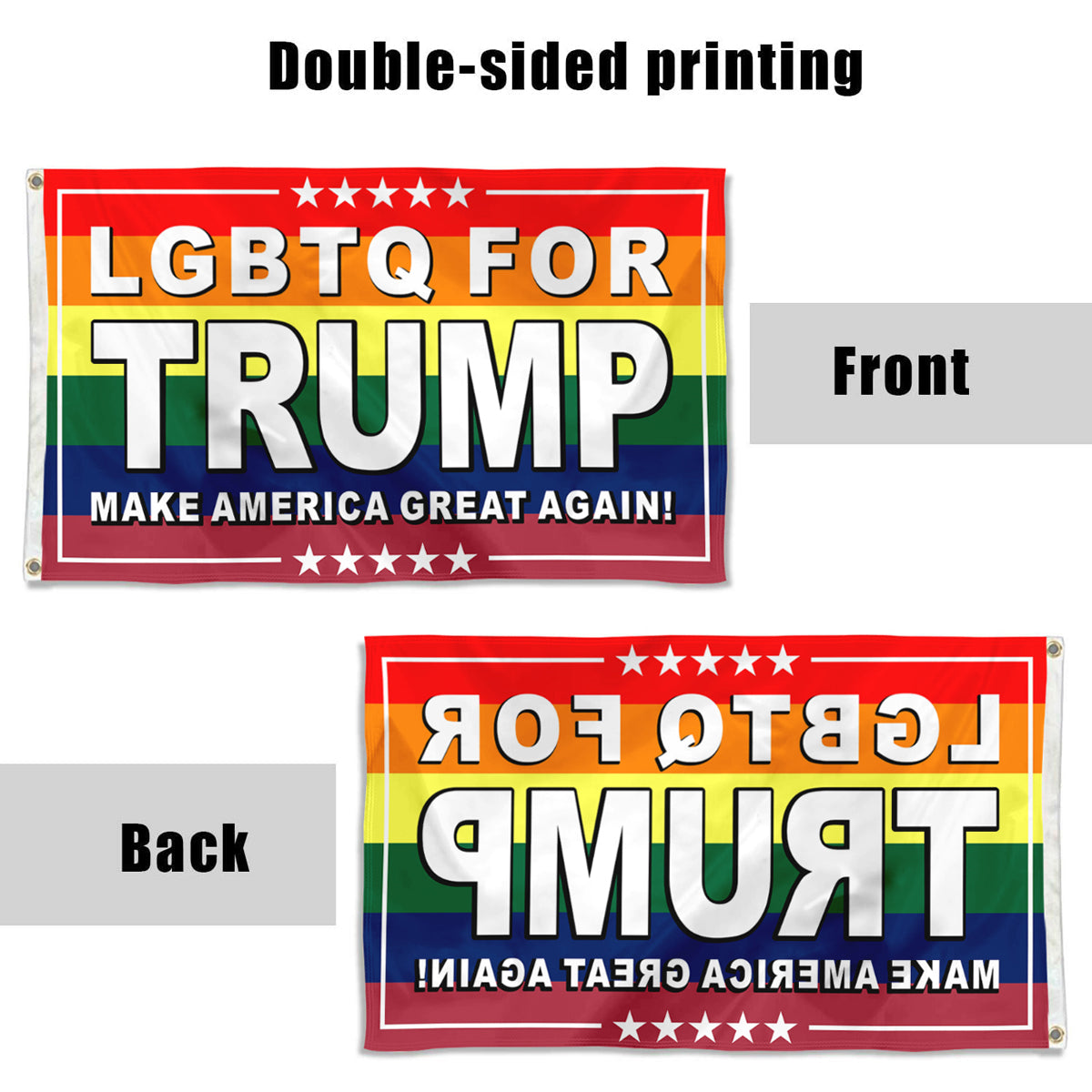 Fyon DONALD TRUMP LGBTQ Rainbow USA Flag Banner