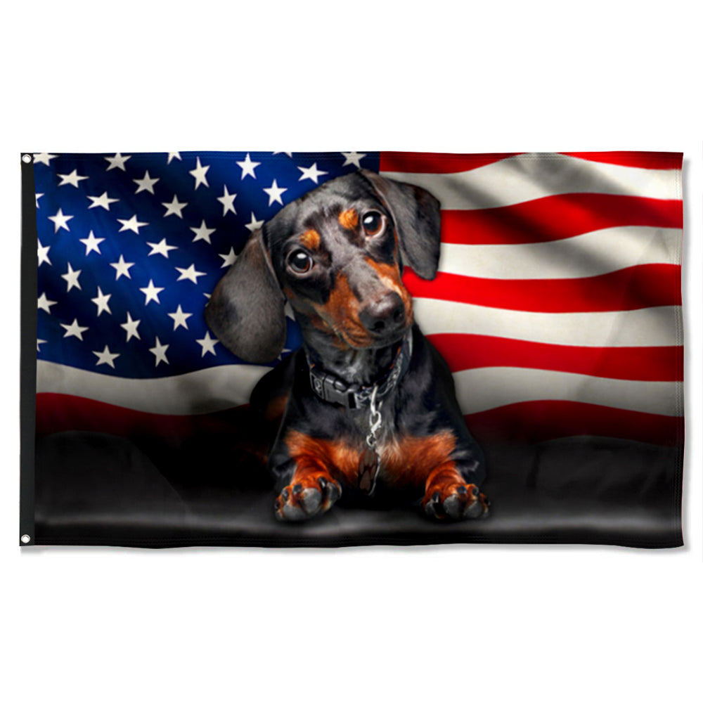 Fyon Dachshund Dog American Flag 41409 Indoor and outdoor banner