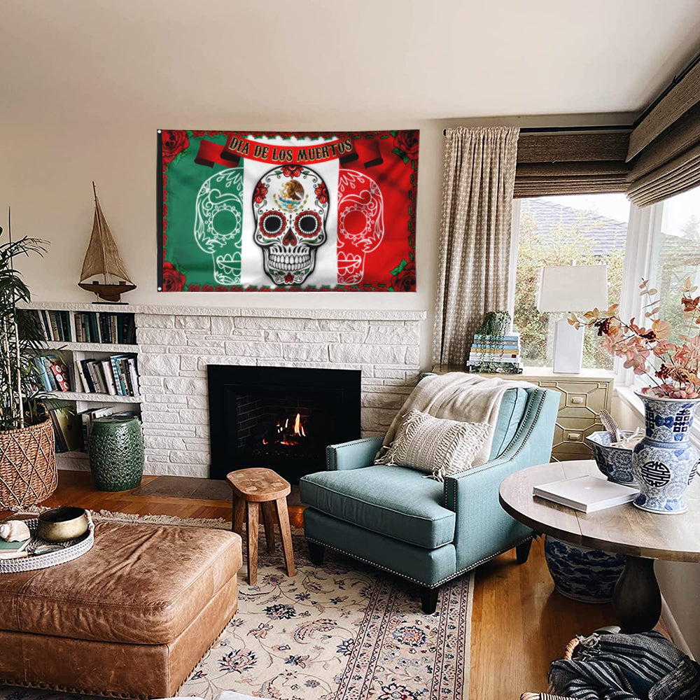 Fyon Day of the Dead (Día de Muertos) Mexican Flag 41701 Indoor and outdoor banner