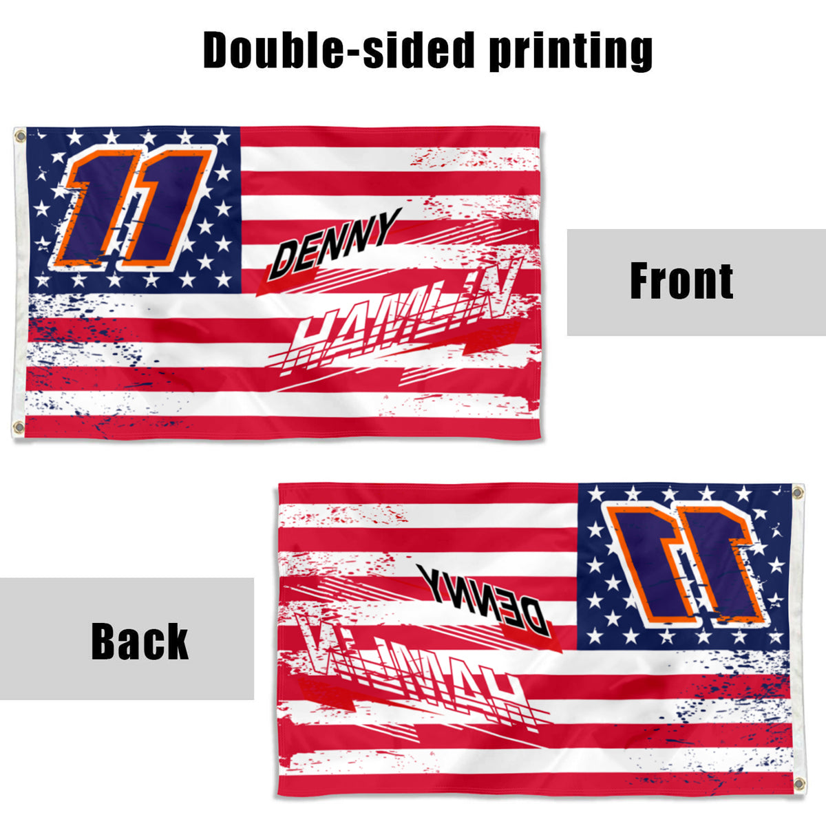 Fyon Denny Hamlin #11 Stars and Stripes Flag Banner