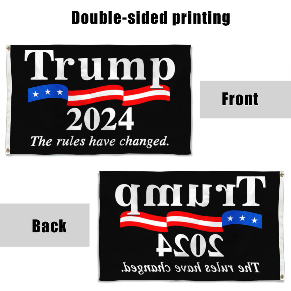 Fyon Donald Trump 2024 Don Jr Black Zag USA Army Flag Banner