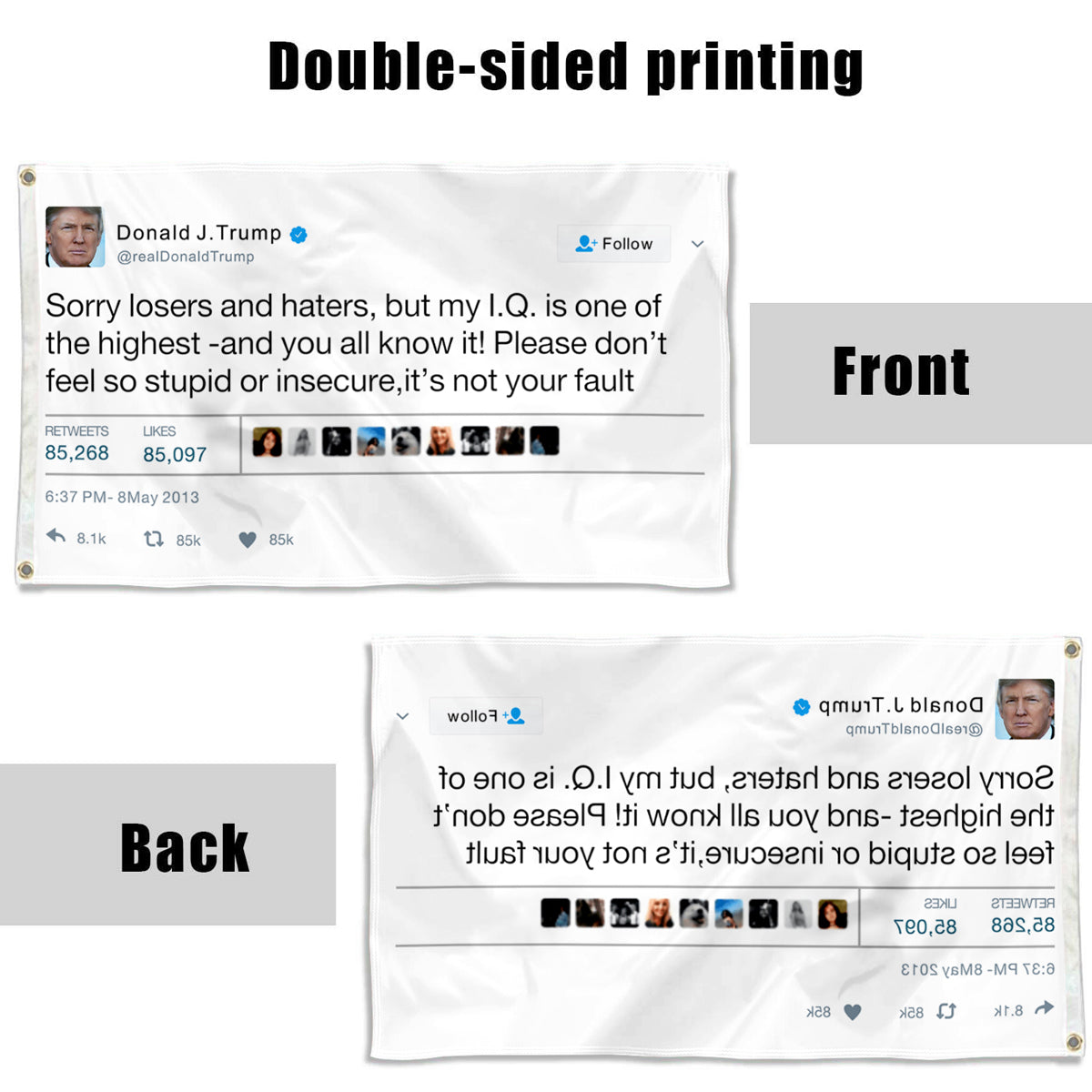 Fyon Donald Trump Funny twitter flag My IQ is One of The Highest Funny Indoor and outdoor banner
