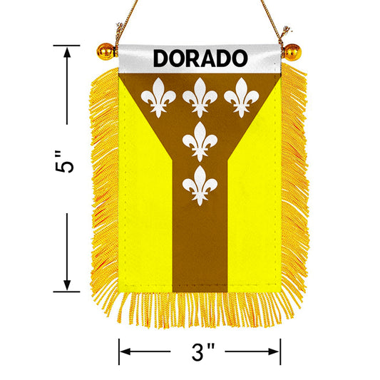 Dorado, Puerto Rico Flag Mini Car Rearview Mirror Flag Banner - 2PC