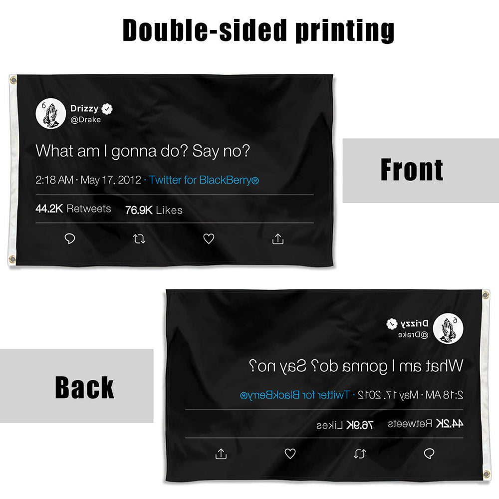 Fyon Drizzy Funny twitter Flag Banner What am I gonna do Say No Flag Indoor and Outdoor Banner