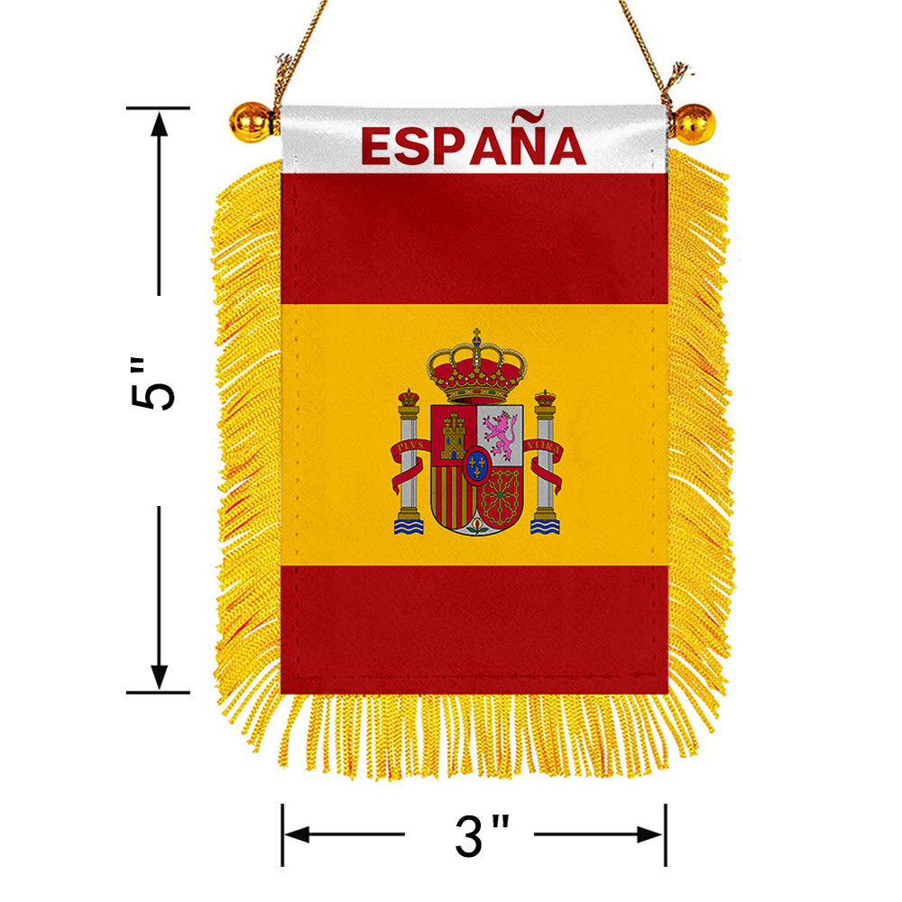 España Mini Car Rearview Mirror Flag Banner - 2PC